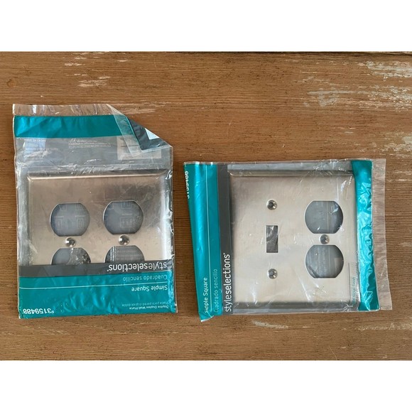2 Silver / Pewter Double Duplex Toggle Light Switch Wall Plates Style Selections - Picture 1 of 2